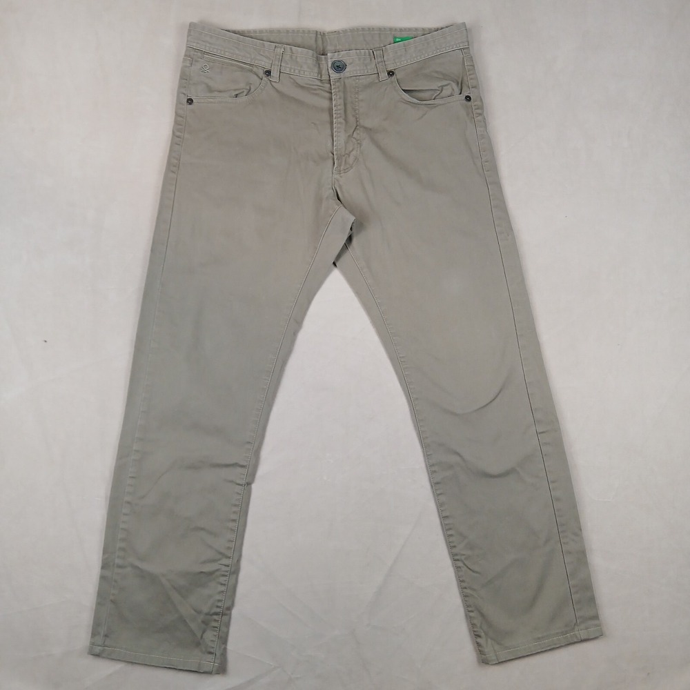 United Colors Of Benetton 48 34x28‎ Mens Chino Pants 5 Pocket Khaki Slim
